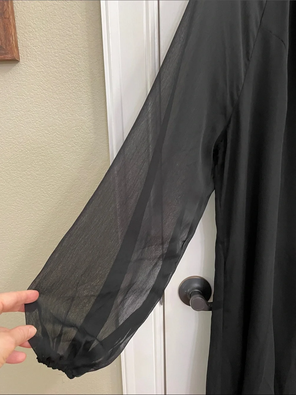 JOIE Dark Romantic Black Sheer Sleeve Dress Size XL